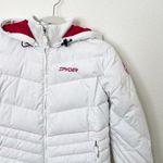 Spyder [] White Winter Puffer Ski Snowboard Jacket Hooded Rainbow Seams Size 4 Photo 4