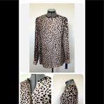 Apt. 9  Womens Semi Sheer Shirt XS Animal Print Long Sleeves Half Zip Front New Photo 3