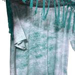 One World Pretty Color Wash Tee W/Detachable Paisley Scarf Small Bluish Green White Tee Photo 6