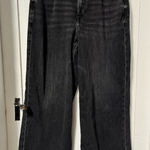 American Eagle  Curvy Super High Rise Baggy Wide Leg Black Wash Jeans size 12 Photo 0