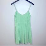 Free People  Flutter Away Green Stripe Ruffle‎ Dress Size S Photo 4