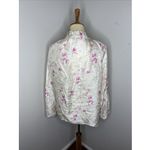 Ann Mashburn  Silk Button-front 3/4 Sleeve Cream Pink Floral Blouse Large L Photo 2