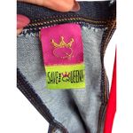 SAVE THE QUEEN! Asymmetrical Denim Red Logo Dress Size US 4 Photo 8