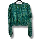 Free People NWT Sea Combo Clarissa Floral Print High Neck Smocked Blouse XS Photo 2