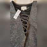 Ny&co NWT Lena NY&C Black Glitter V-Neck Top Long Sleeve Size:L Photo 2