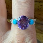 Moroccan Amethyst Sleeping Beauty Turquoise Sterling Silver Ring Size 9 Purple Photo 0