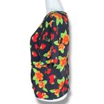 Vintage 90s Petite Top Fruit Floral Print Black Round Neck Short Sleeve Medium Size undefined Photo 5