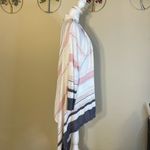 Rachel Zoe  Ivory Pink Gray Striped Long Sleeve Open Front Knit Cardigan Large Photo 3