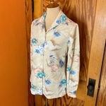 Vintage 70s floral polyester disco shirt Tan Size M Photo 8