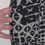 Garnet Hill Linen Fringe Hem A-Line Dress Black Beige Geometric Jewel Neck 6 Photo 3