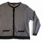 Lands' End  Black & White Houndstooth Supima Cotton Cardigan (XL Petite w/pockets Photo 3