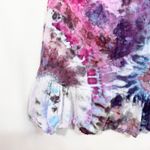 Handmade Linen Tie Dye Tank Top Sleeveless Ruffle Hem Made in Italy‎ Geode 1110 Purple Photo 6