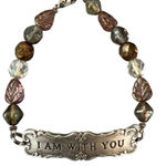 Vintage Silver Tone I Am With You Glass Beaded Stretch Bracelet Inspirational Photo 0