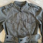 Sanctuary  Surplus Military Jacket Green Sz M Belted Ruffle Collar Photo 2