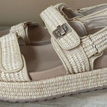 Steve Madden  Raffia Big Mona Platform Sandal,Woven, Buckle,Tan, Double Strap;8.5 Photo 0