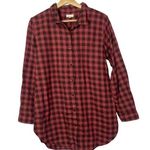 Garnet Hill Red Plaid Flannel Long Sleeve Mini Dress 8 Photo 0