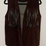 Vintage Expressions by Campus Suede Fringe Vest | Made in USA | Western Boho Brown Size undefined Photo 0