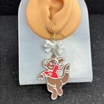 Roo Gingerbread Christmas Earrings with White Bows Red Photo 1