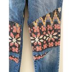 We The Free  People 24 Denim Jean Embroidered Aztec Patchwork Rocky Mountain EUC Photo 3