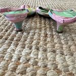 Lilly Pulitzer Vibrant Pink and Green Kitten Heel Slingback Sandals size 10 Photo 2