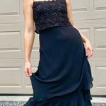 LAUREN Ralph Lauren Black Silk Lace Embellished Formal Cocktail Midi Dress 6 Photo 5
