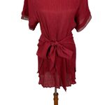 Princess Polly Dress 2 Burgundy Short Sleeve Tie Front Y2K Party Red Photo 2