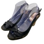 Anthropologie ‎ Seychelles Black Canvas Cork Wedge Size 8.5 Photo 3