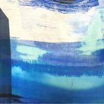 Escada Graphic Design Scoop Neck Long Sleeve Shirt Blue Abstract Size L Photo 4