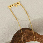 Boutique NEW Yellow Gold Plated Snowy Mountain Bar Pendant Necklace,‎ 16-18” Photo 1