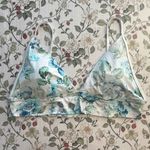 Aerie  triangle Bikini Top floral print in Blue and White size XXL Photo 0