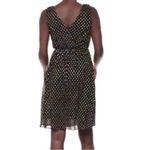 Nine West Double V-Neck Surplice Polka Dot Dress Fit Flare Black / Gold Size 16 Photo 2