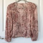100% Silk Y2K Paisley and Floral Print Wrap Blouse by Tapemeasure Pink Size 6 Photo 2