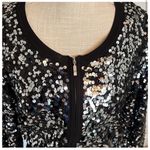 White House | Black Market Sequin Zipper Sweater Silver & Black Knit Bomber Jacket Photo 7