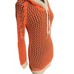 Venus Women's Orange Coral Crochet Hooded Dress Long Sleeve Size S (stretchy) Photo 1