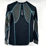 Mizuno Breath Thermo Base Layer Crew Neck Colorblock Black Alaskan Blue Large Photo 6