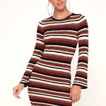 Ali & Jay Aly & Jay It Was All A Dream Multi Stripe Bell Sleeve Sweater Dress size XS Photo 0