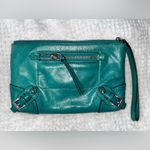 Michael Kors Fallon Large Leather Dark Teal Wristlet Photo 0