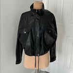 Industry Republic Clothing Black Faux Leather Crop Jacket Size L Photo 2