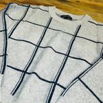 Banana Republic Wool Cashmere Sweater Crewneck Gray Navy Checked Plaid Medium Photo 4