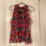 Milly  Sleeveless Halter Blouse with Tie Neck - Vibrant Floral Pattern Photo 1