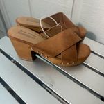 Call it spring  Brown Elastic Cork Open Toe Platform Wedge Sandal Size 6.… Photo 2