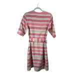 Vilagallo Cream Pink Striped Linen Blend Dress Preppy Office Womens 40 US 8 Photo 6