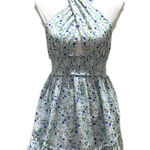 Aerie  Floral Criss Cross Halter Mini Dress Blue Size M Photo 0