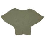 Mudd  Y2K Waffle Knit Button Front Cropped Top Olive Green Medium EUC Photo 1