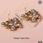 Handmade Bohemian Style Antique Golden Plated Colorful Butterfly Earrings Photo 1