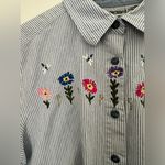 Cabin creek  Striped Button Down Shirt | Floral Embroidery | 100% Cotton | XL Photo 3