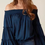 Free People  Size Small Smocked Off Shoulder Free Spirit Bell Sleeve Top‎ Photo 0