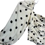 ZARA  Polka Dot Crop Top Size XS Balloon Sleeve Smocked Ruching Cream Black Photo 7