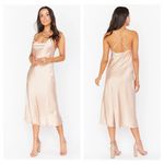Show Me Your Mumu  Verona Cowl Midi Dress Size Large Satin Slip Champagne Photo 1