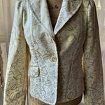 Bebe Embossed Logo Cropped Light Gold Brocade Jacket Photo 0